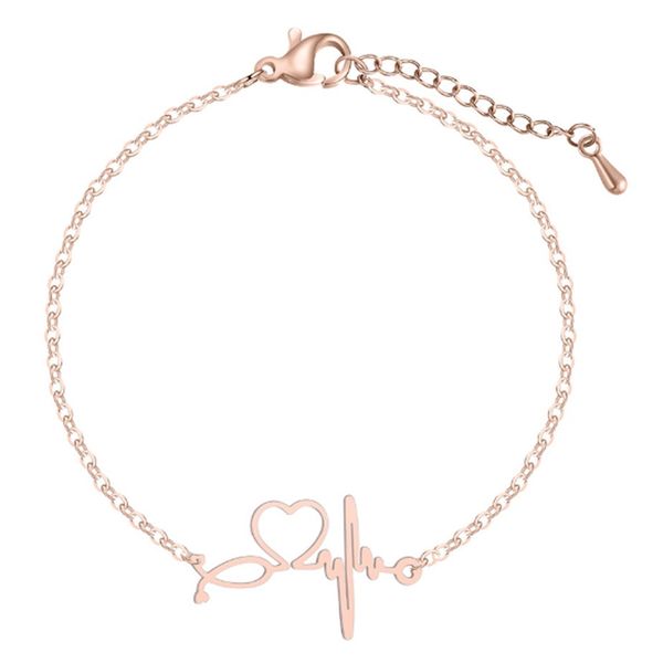 

fashion stainless steel charm heartbeat cardiogram bracelets stethoscope women bracelet special gifts for nurse jewelry, Golden;silver