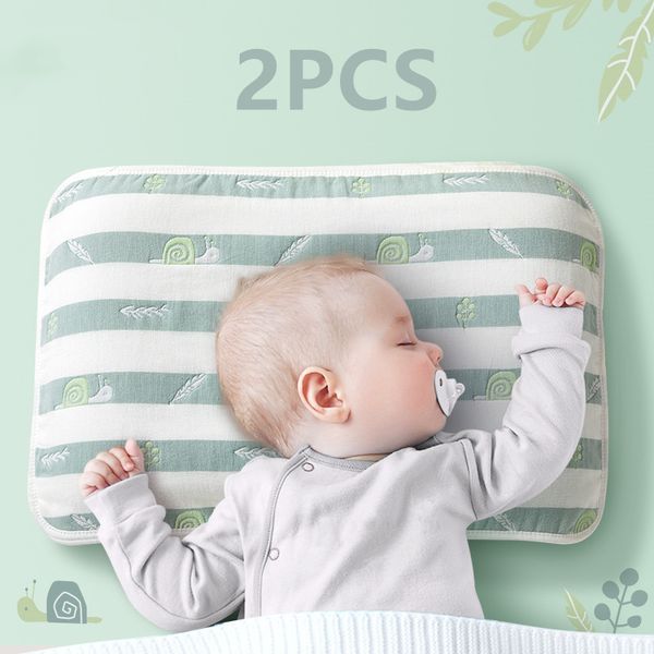 

pillows 2pcs/set born baby soft 6-layer gauze cotton pillow case breathable sleeping towel cartoon toddler pillowcase 40*60cm