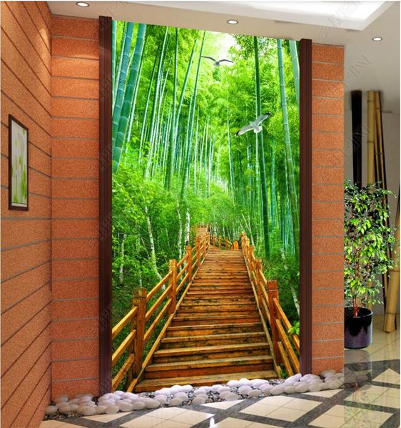 

3d wallpaper custom p bamboo forest stairs forest porch background wall painting muals wall paper for walls 3 d