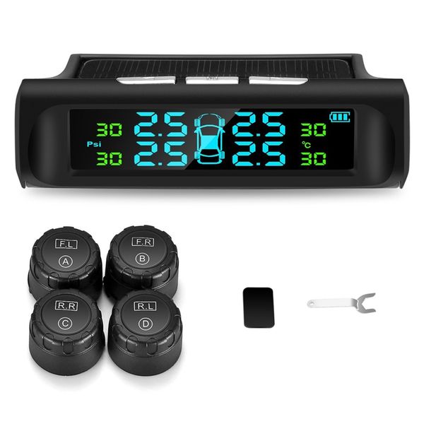 

solar tpms car tire pressure alarm monitoring system automatic alarm system tire pressure temperature warning