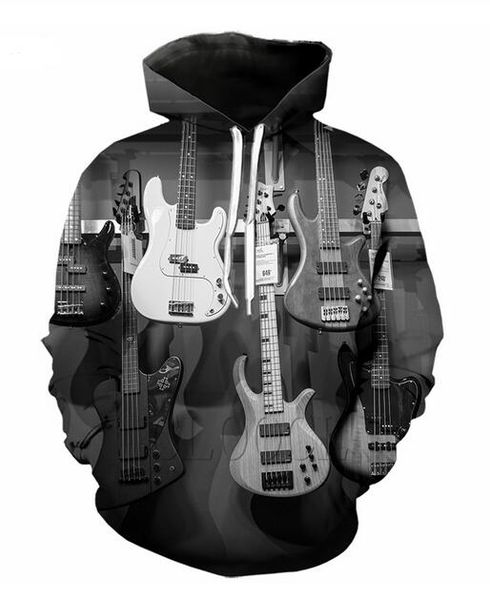 

new fashion sweatshirt men / women 3d print hoodies electronic guitar casual hooded hoodies lr024, Black