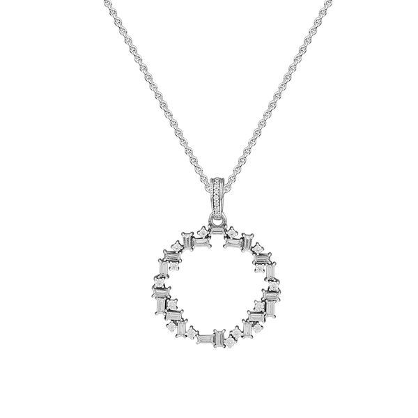 

shards of sparking pendant & necklace clear cz fits for beads & charms diy chain fashion female necklace sterling silver jewelry