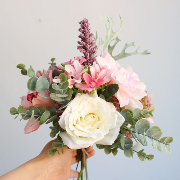 

5 pcs/lot northern europe dahlia rose flower bouquet artificial flower silk flowers fake flowers european style wedding supplies