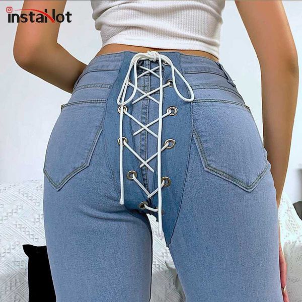 

instalace up jeans women pencil skinny trouser ladies high waist pocket ladies summer streetwear ankle length pants cowboy, Blue