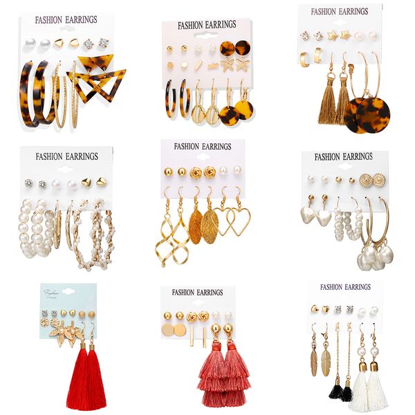 

vintage long tassel earrings for women 2020 new fashion cross leaf gold pearl leopard acrylic stud earring set oversize jewelry, Silver