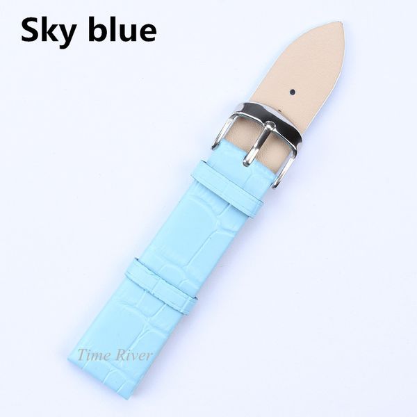 

1pcs genuine leather watches band strap -sky blue-12mm 14mm 16mm 18mm 20mm 22mm woman man watchbands watch belts, Black;brown