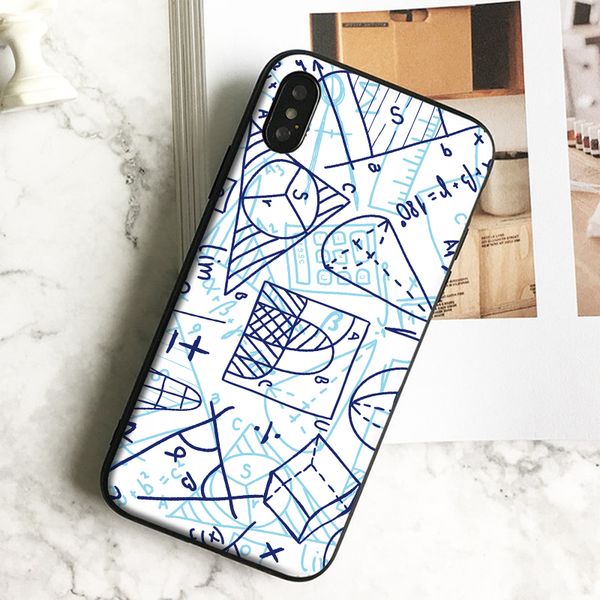 

coque luxury math pattern art phone case for iphone 11 pro xs max xr 8 7 6s plus 5 se case soft black tpu silicone cover.