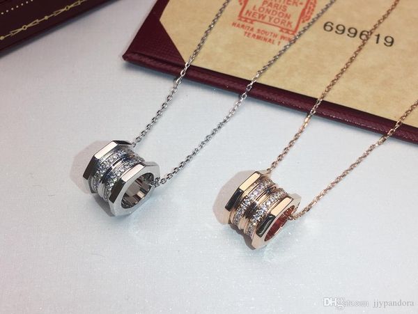 

2019 новый дизайн марка классический орех позолоченные 18k золотое кольцо с двумя алмазные шарм ожерелье платина факультативным бесплатная д, Silver