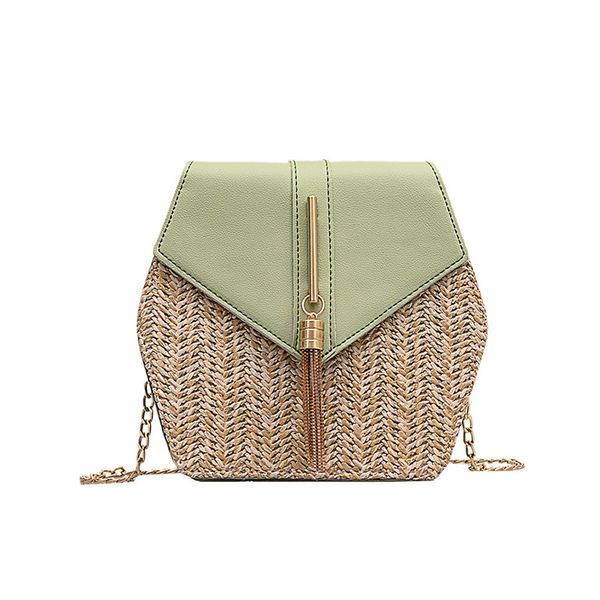 

fashion bohemia beach handbag women straw bag retro weave leather rattan bag tassel chain crossbody shoulder crossbody bags#h25