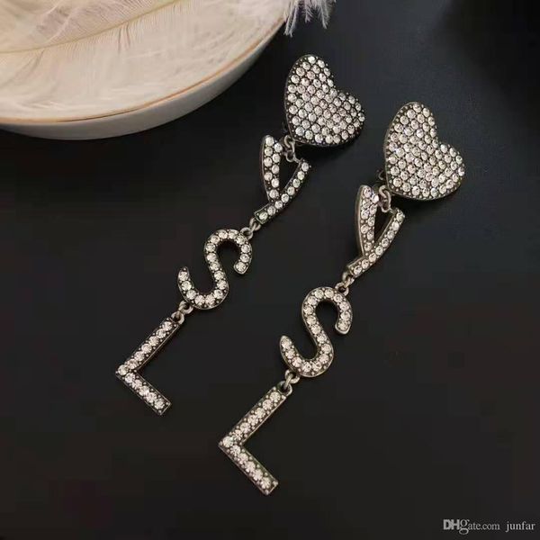 

2019 luxury designer jewelry women earrings y letter vintage silver with diamond for women fashion jewelry