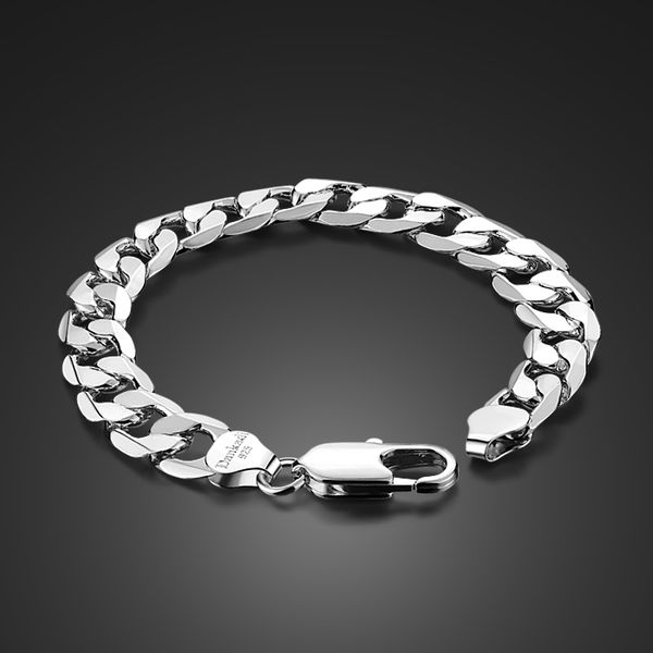 

men 925 sterling silver bracelet wide, 23 cm width 12 mm long solid silver bracelet: 925 silver men's jewelry, Golden;silver