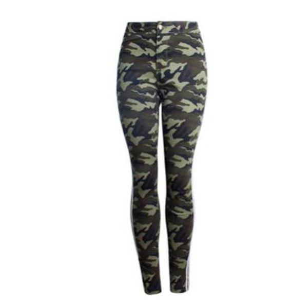 

2019 womens cargo army green skinny jeans female camouflage side ribbon stitching pencil pants camo trousers k1003, Blue