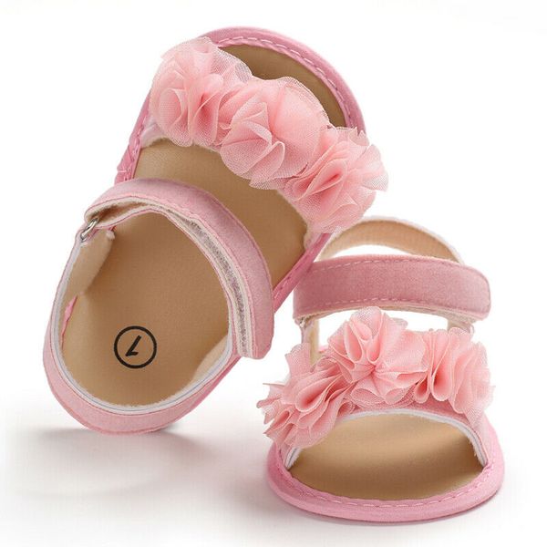 

2019 summer sweet baby girl flower sandals infant toddler soft sole shoes princess lace flower baby girl shoes flat sole 0-18m, Black;red