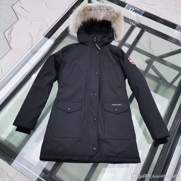 

new women canada down jacket long down coats womens outdoor warm feather goose winter jacket outwear jackets slim fit parkas size xs-2xl, Black