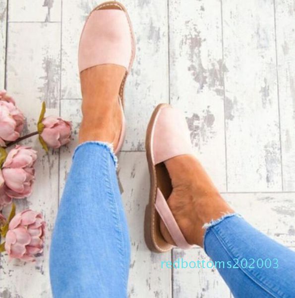 

women plus size 34-44 shoes woman peep toe flat back strap 2018 summer sandals low heels zapatos mujer r03, Black