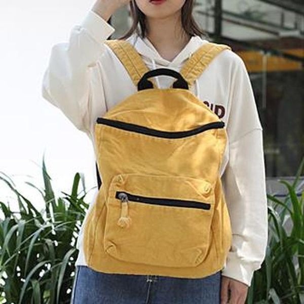 

2020 large-capacity solid color simple and simple literary rucksack casual retro washed old school bag student backpack