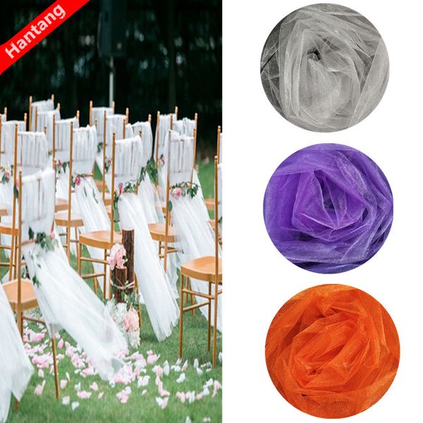 

tulle roll wedding decoration 48cmx5m organza tulle roll spool table marriage organza chair sashes table skirt party 5z