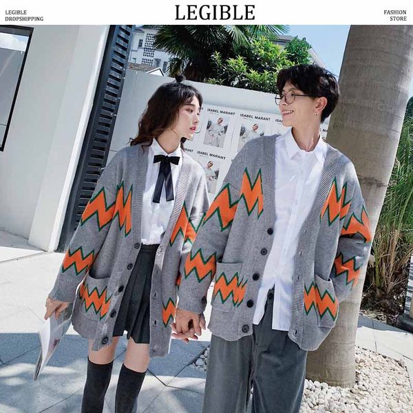 

legible 2019 new autumn hip hop sweater men casual loose mens sweaters knitting cardigan coat men, White;black