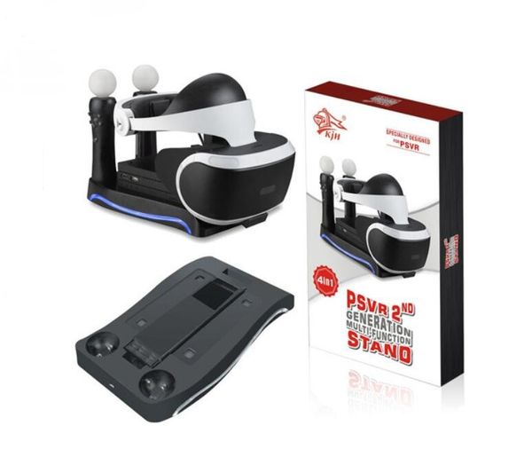 Os mais recentes PSVR doca de carregamento Estação Stand Holder Multifuncional armazenamento para 2 ª Geração Playstation 4 PS4 VR Headset Processor Mover Controll