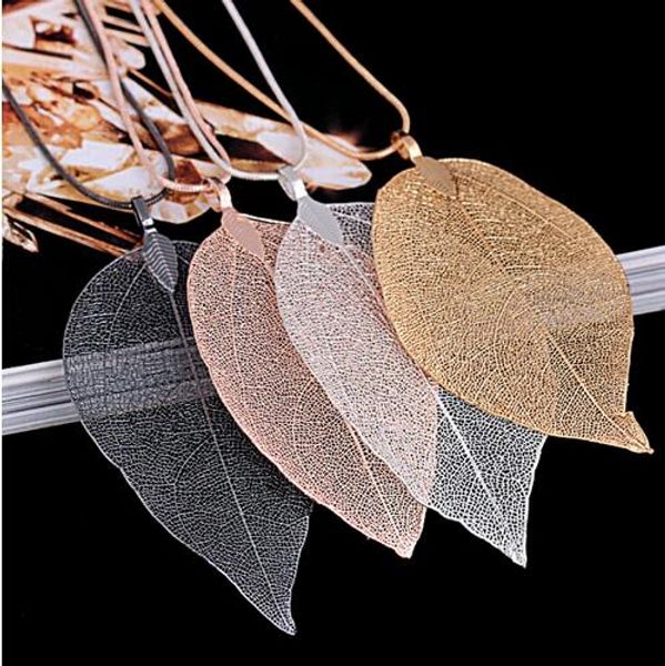 

sweater coat necklaces ladies girls special leaves leaf sweater pendant necklace long chain jewelry for womens bijou gift gb63, Silver