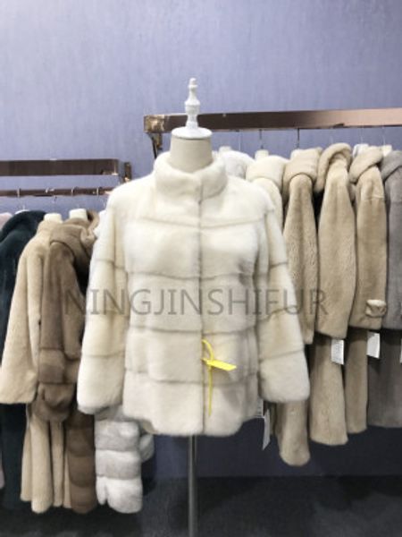 

fashion fur real fur short style mink coat ladies winter warm jacket new winter fashion for 2019, Black