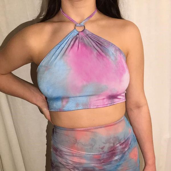 

women's tanks & camis jiezuofang fashion colorful summer 2021 womens vest hang neck halter strappy sleeveless backless t-shirt, White