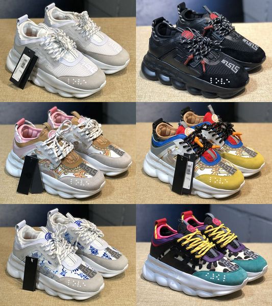 

21 color optional chain reaction de igner neaker hoe luxury fa hion outdoor hoe trainer link embo ed ole with du t bag