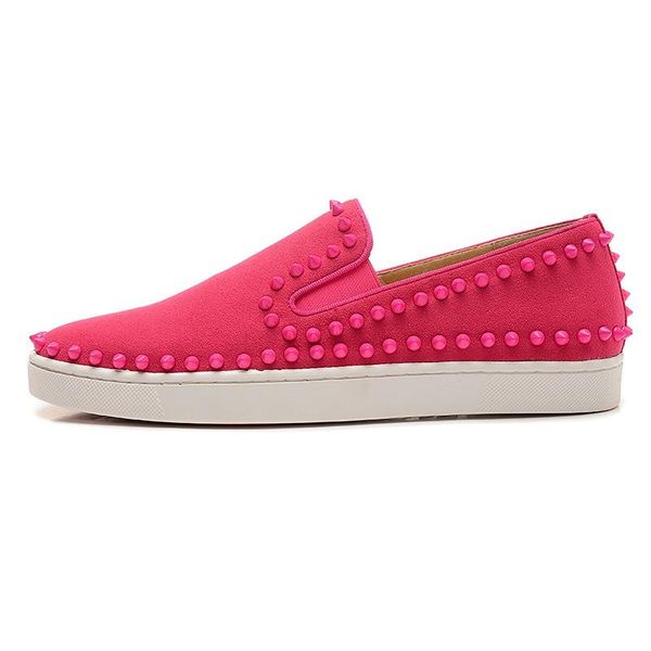 

high-end custom designer shoes rivets casual shoes trend front design red bottom men and women sneakers flat spiked shoes, Black