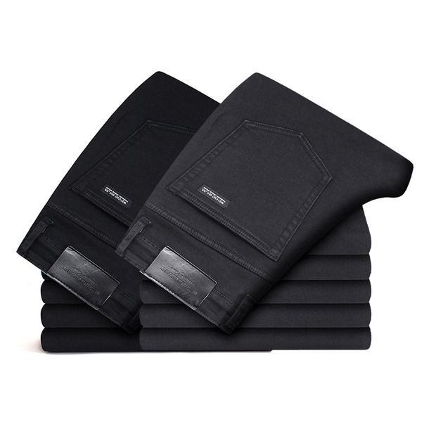 

2019 black grey brands jeans trousers men clothes elasticity skinny jeans business casual male denim slim pants classic style, Blue
