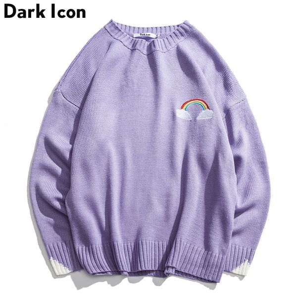 

lovely cartoon embroidery pullover preppy style men's sweater 2018 winter oversized sweater men 3 colors, White;black