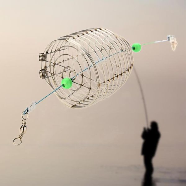 

small bait cage fishing trap basket feeder holder stainless steel wire fishing lure cage fish bait