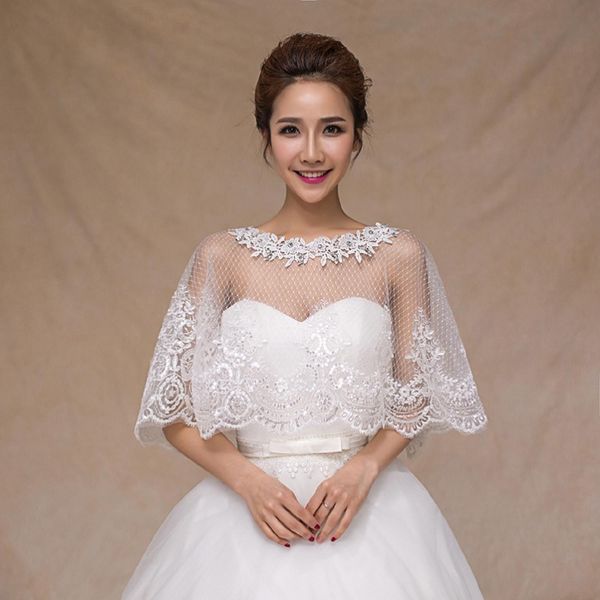 

2020 new size autumn embroidery crystal lace ivory bridal shawl wedding winter cape wedding shawl