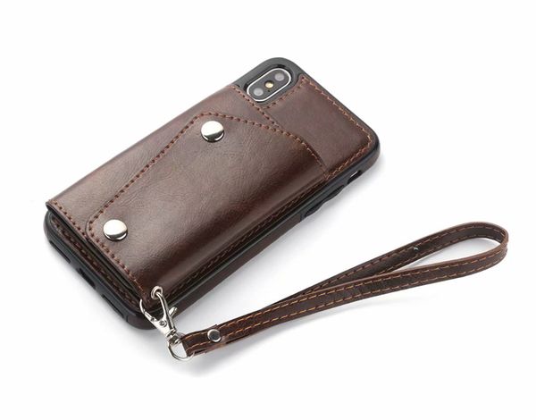 Fente pour carte d'identité de mode portefeuille étuis arrière en cuir pour Iphone 13 12 11 Pro Max XS XR 8 7 6 Cash porte-couvercle magnétique sac à main pochette de luxe