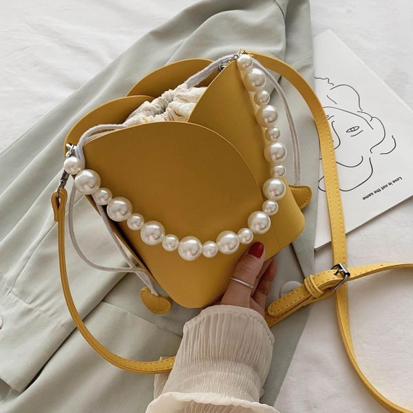 

pearl design mini pu leather bucket bags for women 2020 elegant crossbody shoulder handbags female travel cross body bag