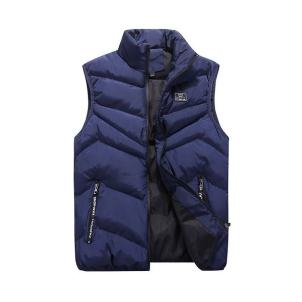 

new mens jacket sleeveless vest fashion winter casual coats male cotton-padded men's vest men thicken waistcoat 3xl 4xl, Black;white