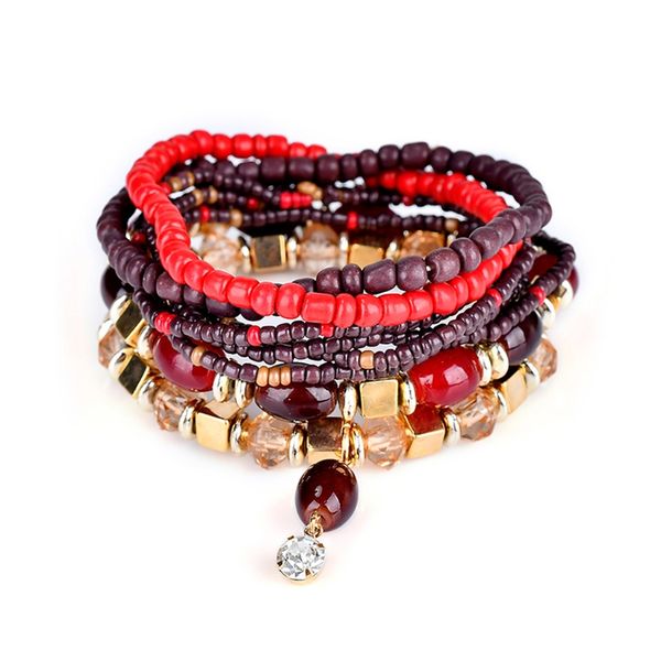 

charm women bracelet bohemian style beads tassel bangle party gift multilayer, Golden;silver