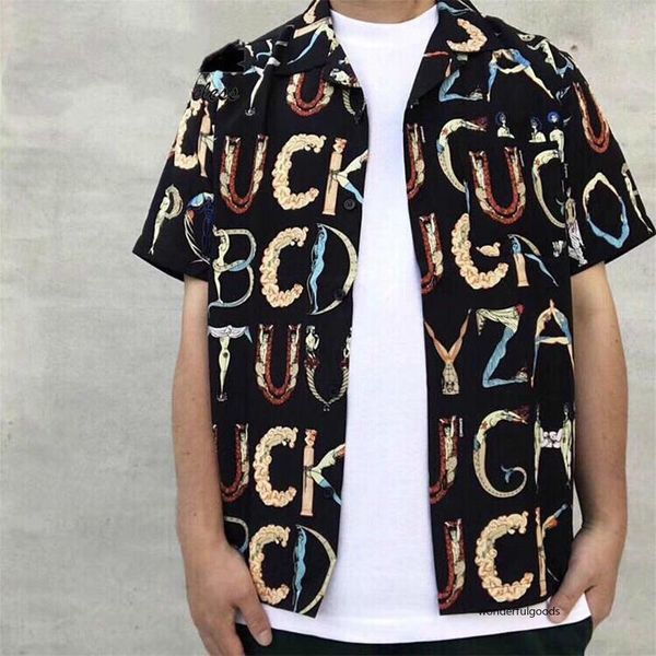 

new box logo alphabet silk shirt short sleeve hawaii holiday style shirt men women summer cool beach t-shirt vintage casual designer, White;black