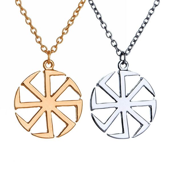 

slavic kolovrat amulet pagan choker sun talisman wax cord religious pendants necklace for date birthday woman man girl gift, Silver