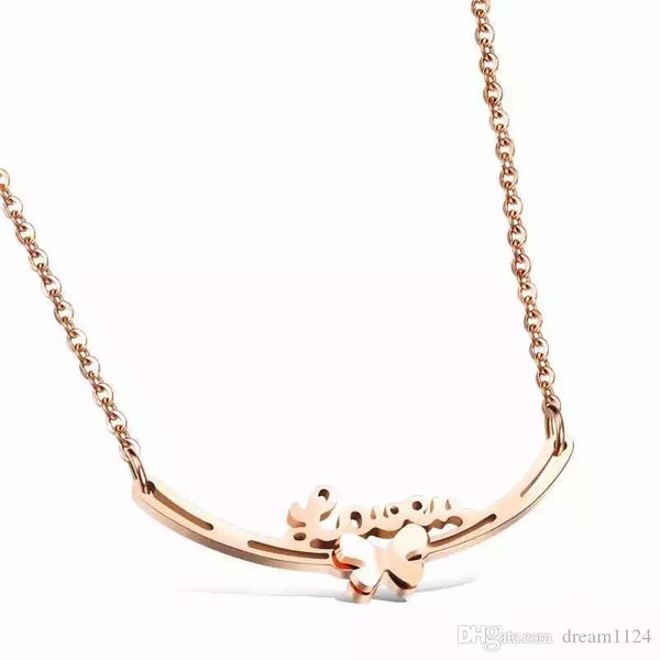 

оптовые ювелирные изделия высокого качества, я люблю тебя ожерелье одно bowknot ожерелье заглушкой для lover подарков бесплатная доставка, Silver