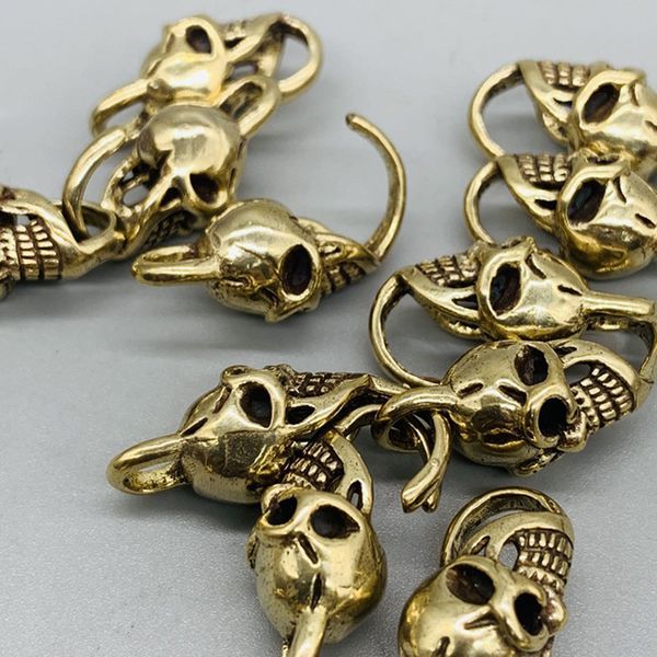 

5pcs diy brass copper skull accessories keychains pendant charms skeleton diy paracord accessories