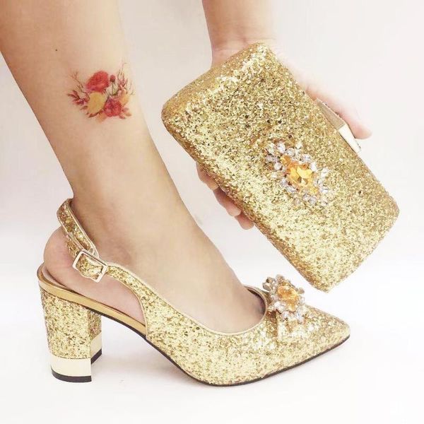 

sandals gold silver blue fashion wedding high heeled glitter women pumps ladies shoe and bag set heels with matching, Black