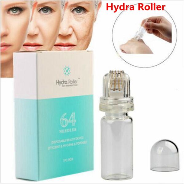 Hydra Roller 64 Pins Titanium Microneedle 0.25mm / 0.5mm / 1.0mm Anti Wrinkle ACNE Remoção Dermearoller Ferramentas de cuidados com a pele