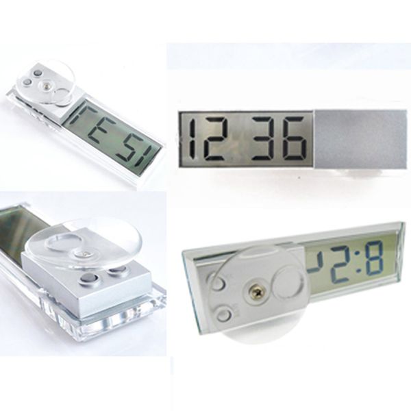 

clear car electronic clock with sucker digital lcd display durable bx