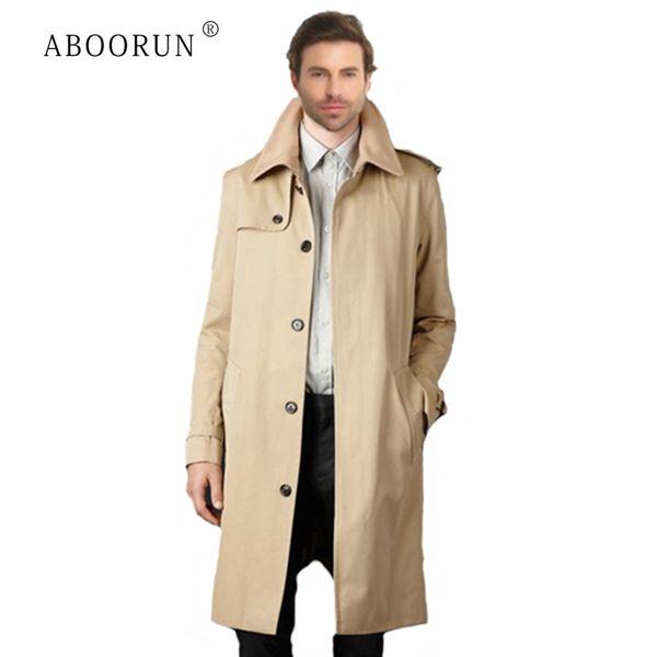 

trench coat men casual windbreaker slim long jacket and coat winter fleece overcoat khaki male trench jacket plus size -9xl, Tan;black
