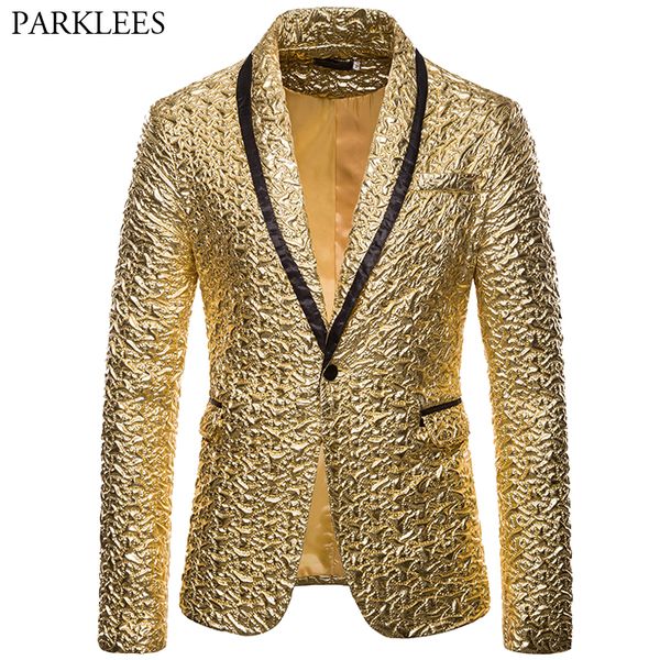 

mens gold pleated blazers shawl collar mens suit jacket wedding nightclub dj prom singer stage slim fit blazer men jaquetas, White;black