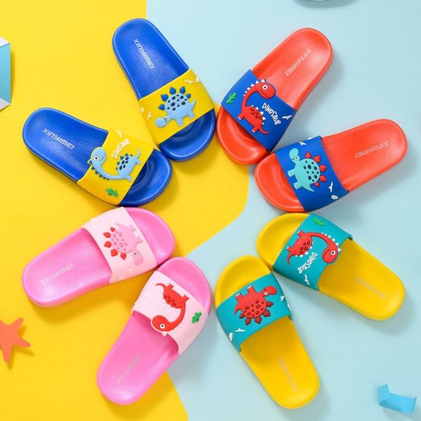 

home slippers children' cartoon dinosaur summer home indoor and outdoor bath non-slip sandals and slippers, Black;grey