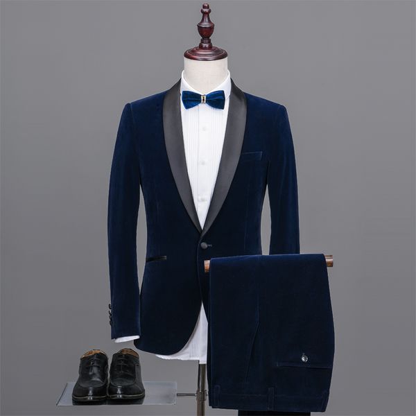 

custom made men suits shawl lapel groom tuxedos velvet men wedding groomsmen ( jacket+pants+tie ) e311, White;black