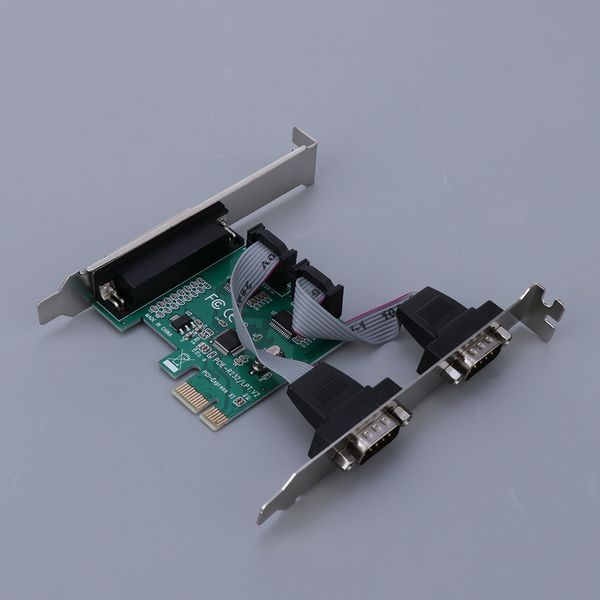 

2x db9 rs232 9 pin serial + 1x db25 parallel port lpt1 printer combo pci card pc computer