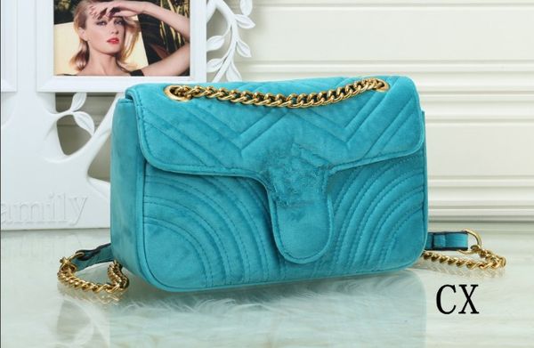 

new designer luxury handbags purses women shoulder bags classic gold chain 26cm velvet messenger bag crossbody bag handbag tote bags 6colors