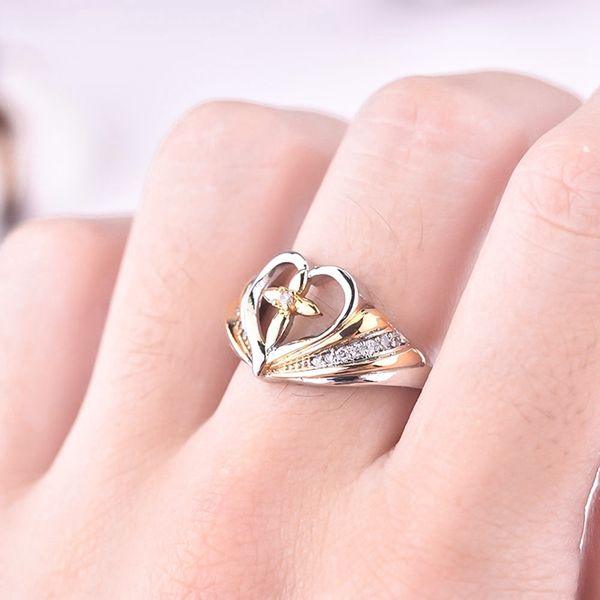 

new cross love heart shaped micro inlay ring prayer rings for women jewelry, Slivery;golden